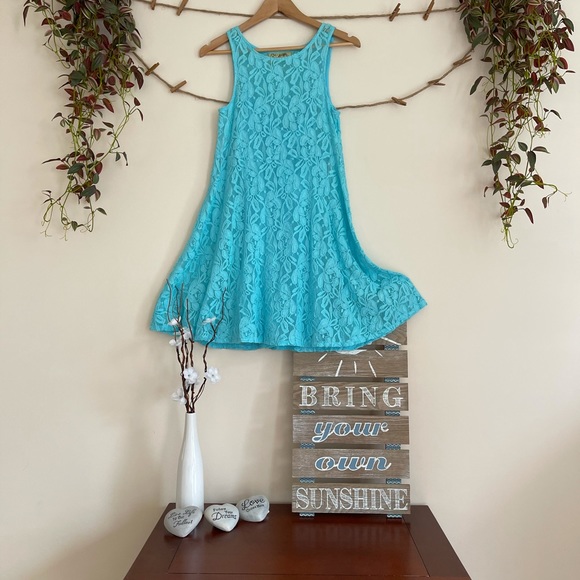 Free people lace dress small baby blue with slip - Picture 6 of 8